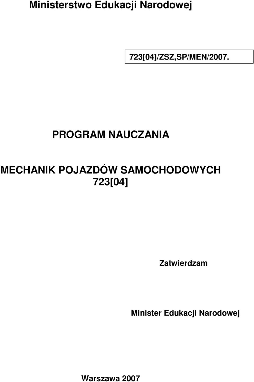 PROGRAM NAUCZANIA MECHANIK POJAZDÓW