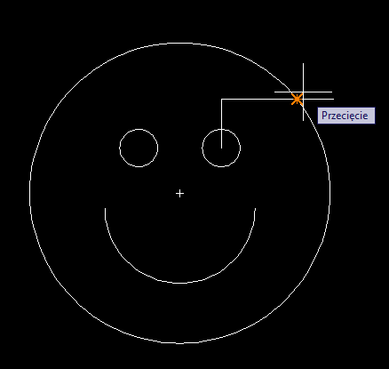 68 ROZDZIAŁ 12. AUTOCAD 2010 PODSTAWY końcowym linii (snap Koniec) rysujemy okrąg o promieniu 5. (a) (b) (c) Rysunek 12.