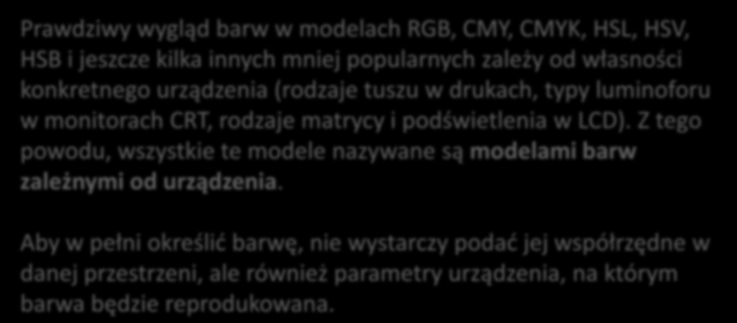 Czy barwa RGB(255,0,0) będzie wyglądała tak samo na każdym monitorze?