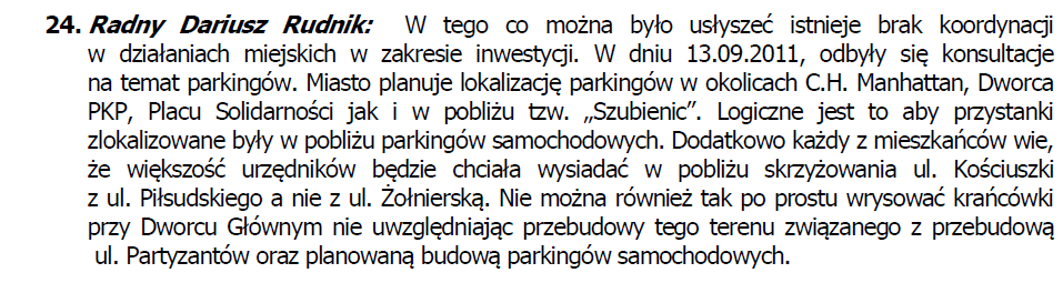 Modernizacja i rozwój zintegrowanego systemu transportu zbiorowego w Olsztynie Kontrakt nr K-1 RAPORT Z KONSULTACJI SPOŁECZNYCH Protokół ze spotkania ws.