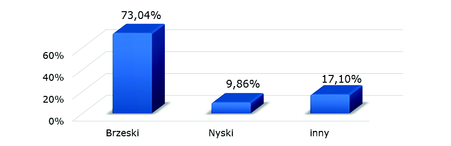 Wykres 53 Liczba pojazdów na parkingu na Rynku w Grodkowie Samochody pochodzące z innych powiatów i województw stanowiły 17,10% wszystkich zaparkowanych pojazdów. Pochodziły one m.in. z woj.