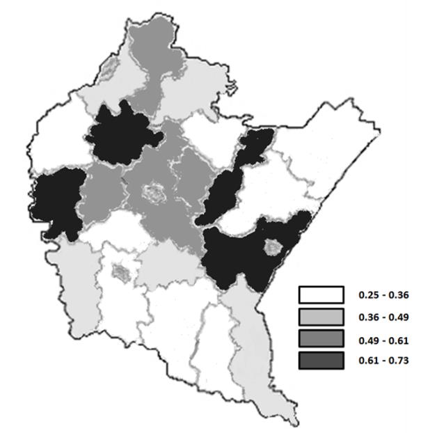 Efektywność wydatków powiatów wschodniego regionu Polski... 133 Rysunek 2.