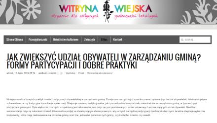 6. 7. http://www.witrynawiejska.org.pl/o-nas/item/42979-jak-zwiekszyc-udzialobywateli-w-zarzadzaniu-gmina-formy-partycypacji-i-dobre-praktyki http://www.poledialogu.org.pl/wp-content/uploads/2014/04/konsultacje-wpomocy-spolecznej.