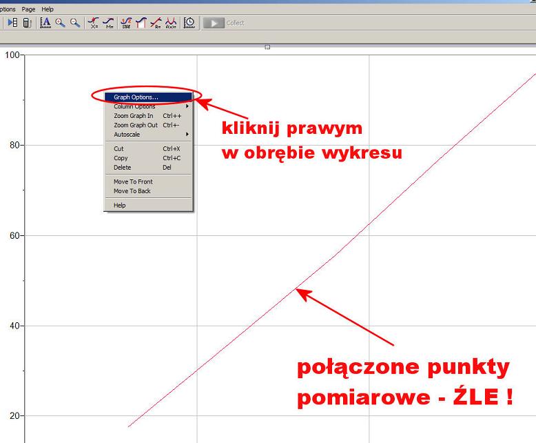 4 PIOTR SŁOMA 9.11.2013 Rysunek 6. Wywołanie zakładki Graph Options. c) Po wybraniu zakładki Graph Options należy odznaczyć Connect Points oraz zaznaczyć Point Protectors patrz Rysunek 7.