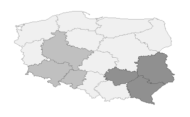 Lubelske 0,032 (0,23) 0,019 (0,42) 0,700 0,311 (0,06) Źródło: Oblczena własne w programe GeoDa na podstawe [Bank Danych Lokalnych GUS].