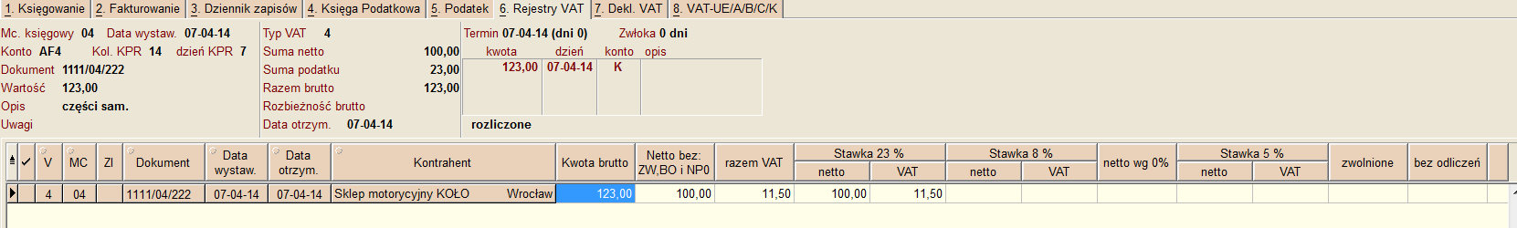 Po wybraniu OK pojawi się komunikat informujący o sposobie zaksięgowania takiej transakcji, który należy zaakceptować,