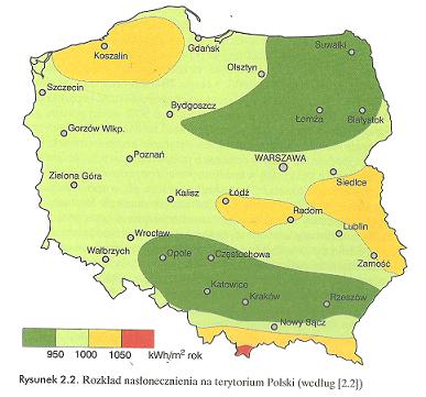 Stężyca leży na obszarze, gdzie roczne nasłonecznienie wynosi ok. 950-1000W/m 2. Oznacza to, że znakomicie można wykorzystywać energię słoneczną.