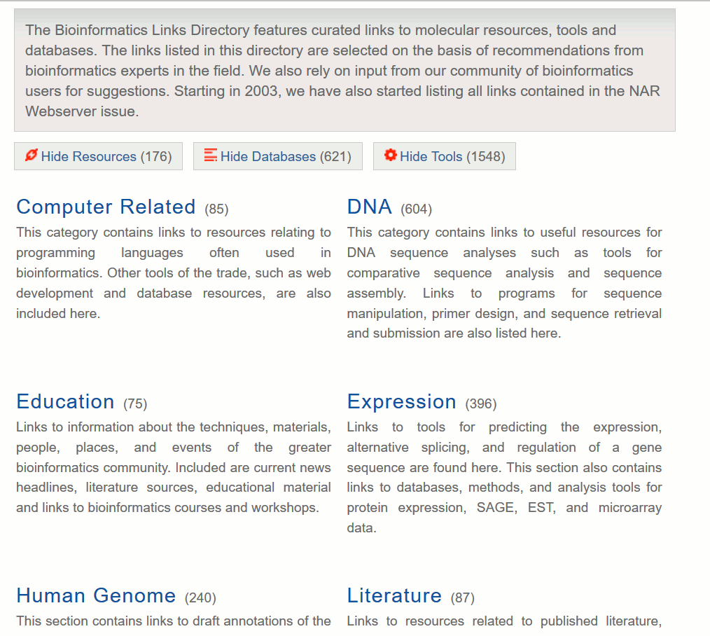 Bioinformatics Links Directory (bioinformatics.