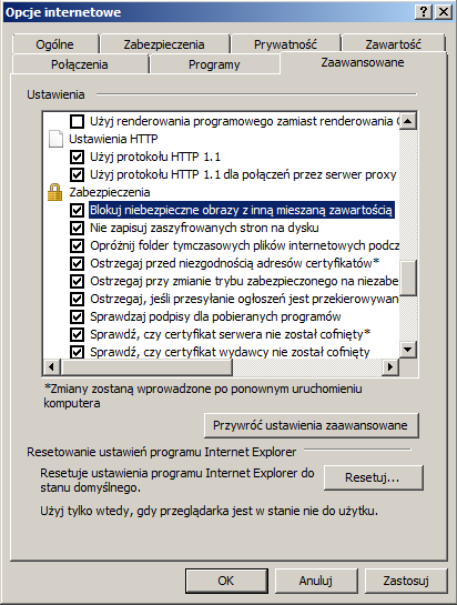 W zależności od używanej przeglądarki, pamięć podręczną należy ustawić w następujący sposób: Przeglądarka MS Internet Explorer W