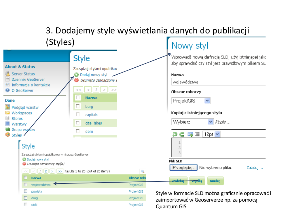 Konfiguracja warstw odbywa się w sekcji Warstwy.