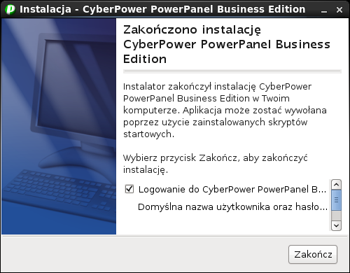 Aby zakończyć instalację kliknij na przycisk Zakończ Finish.