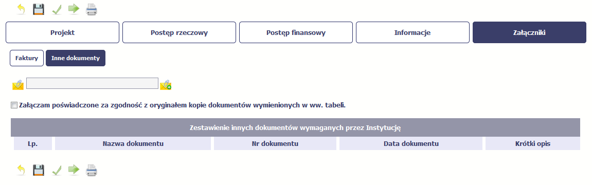 Inne dokumenty W tej sekcji, dostępne dla Ciebie funkcjonalności są identyczne jak dla sekcji Odbiór/wykonanie prac. Usunięto: 4.3.