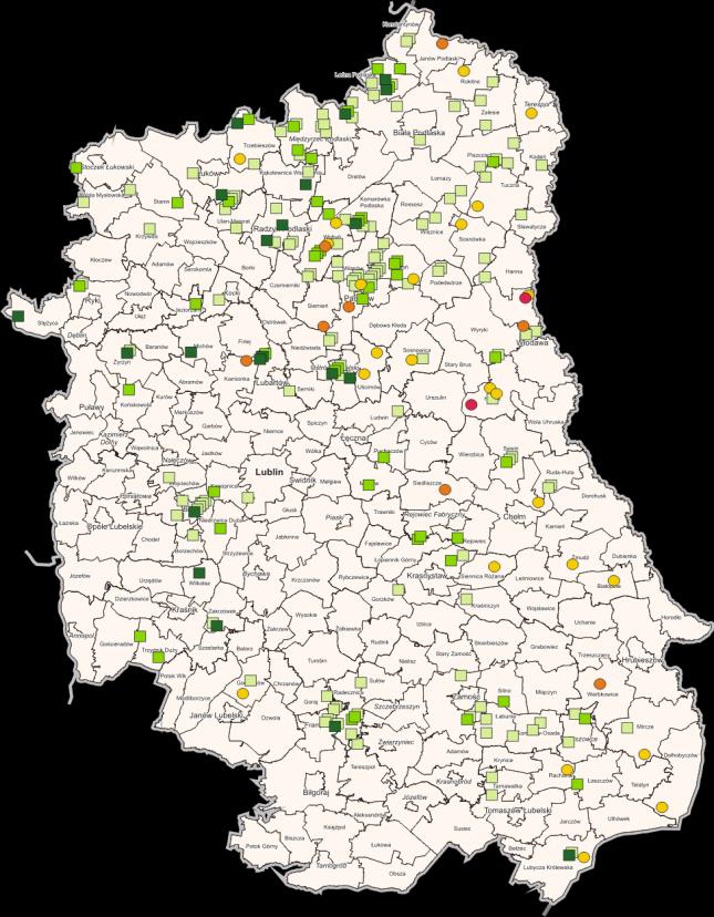 Odpady z produkcji zwierzęcej Potencjał odchodów zwierzęcych do produkcji biogazu ok. 500 gospodarstw rolnych zajmujących się chowem zwierząt.