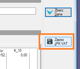 Na pierwszych od lewej strony zakładkach (w przypadku JPK VAT są to 1.Sprzedaż i 2.Zakup) umieszczono tabele zestawiające wszystkie dane zebrane do serii zapisywanych w pliku XML.