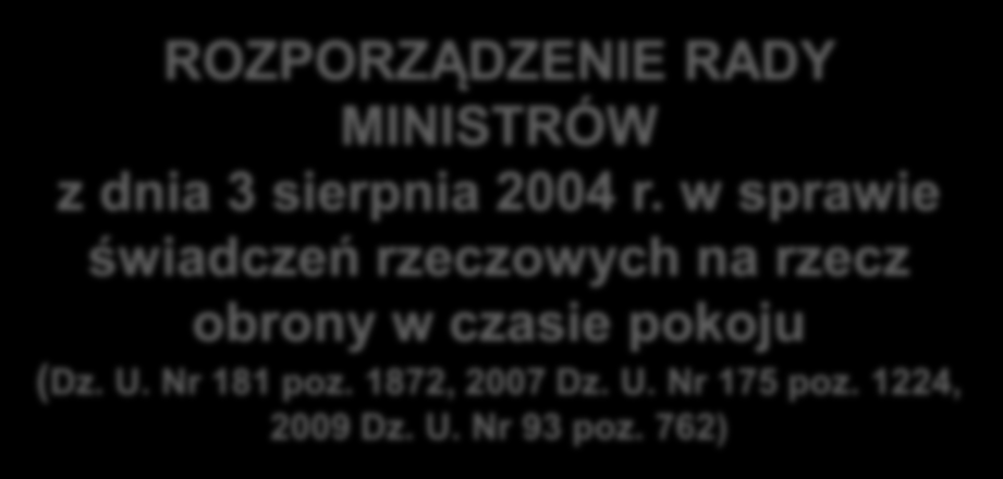 USTAWA O POWSZECHNYM OBOWIĄZKU OBRONY RP (Dz. U. z 2004 r. Nr 241 poz. 2416 z późn. zm.) ROZPORZĄDZENIE RADY MINISTRÓW z dnia 11 sierpnia 2004 r.