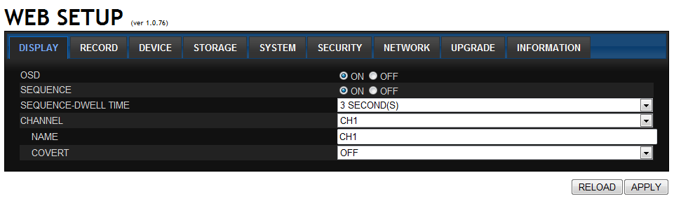 10.1 Ustawienia wyświetlania DISPLAY Pozycja OSD SEQUENCE SEQUENCE DWELL TIME CHANNEL NAME COVERT Opis Włączenie/wyłączenie menu ekranowego.