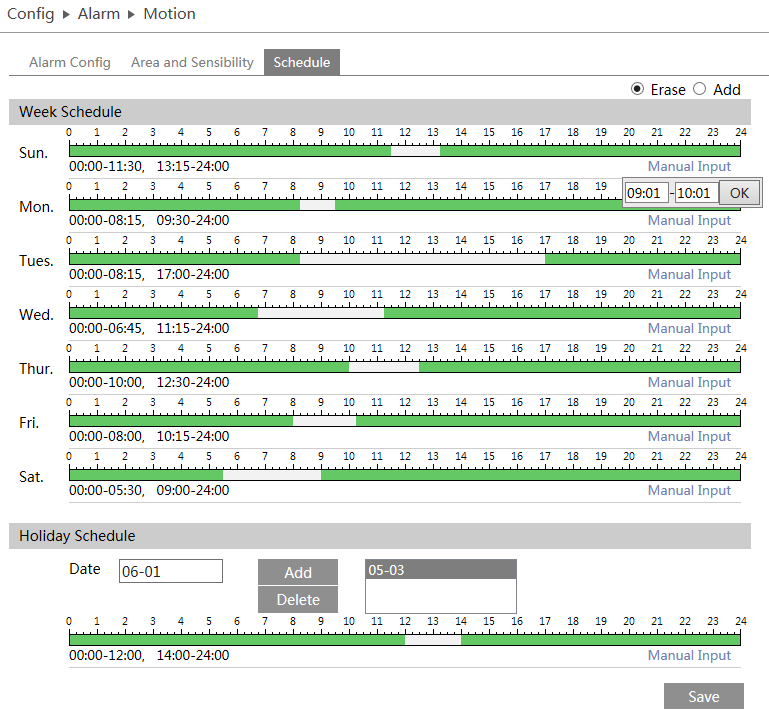 NVIP-3000 PTZ cameras series NVIP-5000 PTZ camera series - user manual ver.1.0. WWW INTERFACE - WORKING WITH IP CAMERA Schedule The camera has the possibility of scheduling alarms.