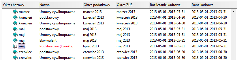 13 12 Podręcznik użytkownika Forte Kadry i Płace Rys. 13-12 Okno Nowy okres tworzenie okresu korygującego UWAGA Możliwe jest też założenie okresu korygującego bez przypisania do żadnego okresu.