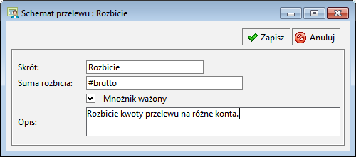 15 14 Podręcznik użytkownika Forte Kadry i Płace Następnie definiujemy parametry: wyn_zas (wynagrodzenie zasadnicze), premie (premia I), nagrody (nagrody) oraz brutto (suma rozbicia, czyli przychód