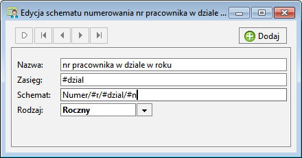 16 6 Podręcznik użytkownika Forte Kadry i Płace 1. Tworzymy własny parametr definiowalny #dzial, według opisu powyżej. Rys.