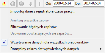 Rejestracja Czasu Pracy 17 5 Rys. 17-1 Okno Rejestracja Czasu Pracy zakładka Zapisy RCP.