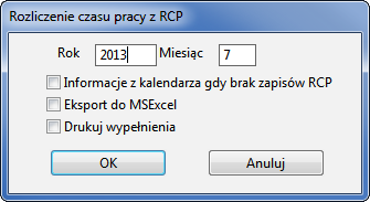 17 14 Podręcznik użytkownika Forte Kadry i Płace Raporty Rys. 17-12 Okno Obiekty kalendarzowe Rodzaje pracy kolumna RCP.