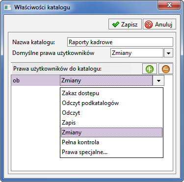 Organizacja zabezpieczania danych 19 3 Aby określić prawa użytkownika do katalogu, należy kliknąć przycisk Nowy użytkownik.