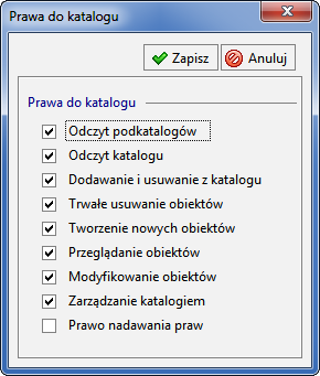 19 4 Podręcznik użytkownika Forte Kadry i Płace Rys. 19-4 Dialog Praw do katalogu.