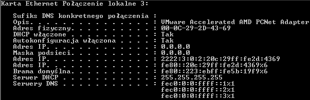 Dane z ekranu K2 obejmujące tylko konfigurację karty Ethernet Dane z ekranu K3 obejmujące tylko konfigurację karty Ethernet Dane z ekranu K4 obejmujące tylko konfigurację karty Ethernet L.