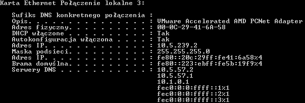 Dane z ekranu K1 obejmujące tylko konfigurację karty Ethernet (zaznaczyć nowe adresy) Dane z ekranu K2 obejmujące tylko konfigurację karty Ethernet (zaznaczyć nowe adresy) Dane z ekranu K3 obejmujące