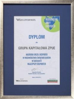 2015.09.15 Energetab 2015 Statuetka Polskiego Stowarzyszenia Elektroinstalacyjnego 2015.09.29 Rzeczpospolita Orzeł Eksportu w województwie świętokrzyskim w kategorii Najlepszy Eksporter 8.