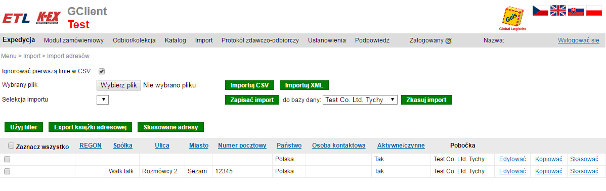 Oznaczenie wyboru Ignoruj pierwszy wiersz w pliku CSV spowoduje ignorowanie wiersza nagłówka w *.csv pliku.