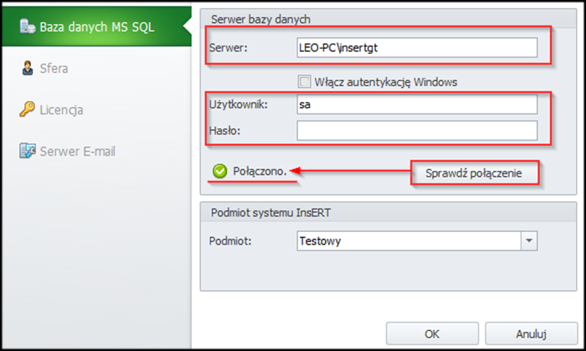 3.2Pierwsze uruchomienie programu Synchronizator XML Po zainstalowaniu programu i przy pierwszym uruchomieniu pojawi się okno konfiguracji.