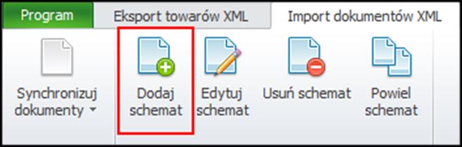 8.3.3 Dodaj schemat Importu dokumentów XML Otwiera okno umożliwiające zdefiniowanie nowego schematu importowania dokumentów do Subiekta.
