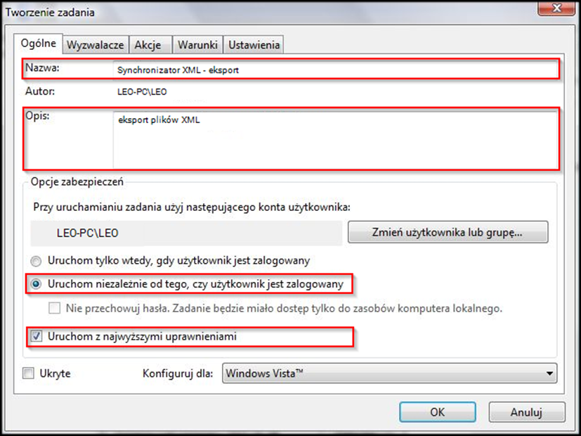 9.2System Windows Vista Żeby uruchomić harmonogram zadań należy kolejno wybrać: Start Panel Sterowania System i zabezpieczenia Narzędzia administracyjne Harmonogram zadań.