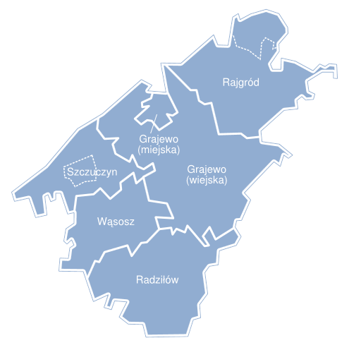 Projekt założeń do planu zaopatrzenia w ciepło, energię elektryczną i paliwa gazowe dla Miasta Grajewo na lata 2014-2028 Rys nr 5.2 Położenie Grajewa na tle powiatu grajewskiego Źródło: http://pl.