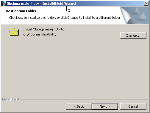 W następnym oknie należy wybrać, do jakiego katalogu program ma być zainstalowany (przycisk Change ).