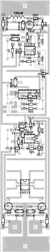 25 Schemat montażowy L1 C5 C6 R19 R18 D1 C1 R6 R2 R5 R3 US1 R4 R1 R10 C2 US2 R9 R8 R7 R13 R12 R11 R16 R14 R15 C3 C4 US3 US4 D3 D2 C10 C8 C9 C7 15V -15V GND GND OA-2 GND GND GND OUT IN- IN BAL