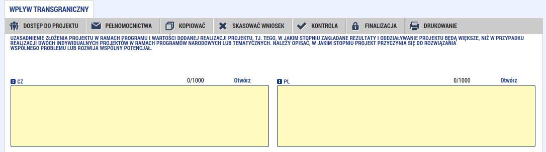 Im więcej wspólnych aspektów realizuje projekt, tym lepszą ma pozycję wyjściową w procesie oceny. Należy pamiętać, aby po uzupełnieniu zakładki, wszystko zapisać.