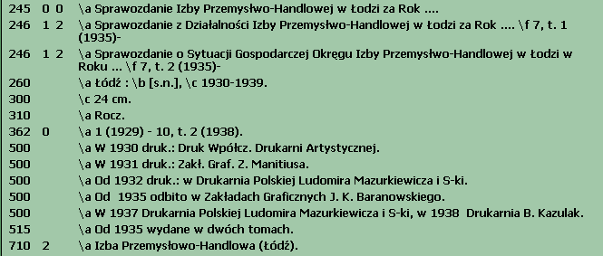 tytuły części sprawozdania ze względów wydawniczych wydane w dwóch częściach o indywidualnych