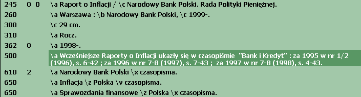 ukazujących się jako zawartość numeru innego tytułu można podawać w