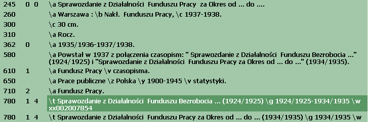 Związki bibliograficzne Należy unikać tworzenia niepotrzebnych związków bibliograficznych ; w tym przypadku we wstępie ostatniego rocznika informacja : Sprawozdanie niniejsze zamyka