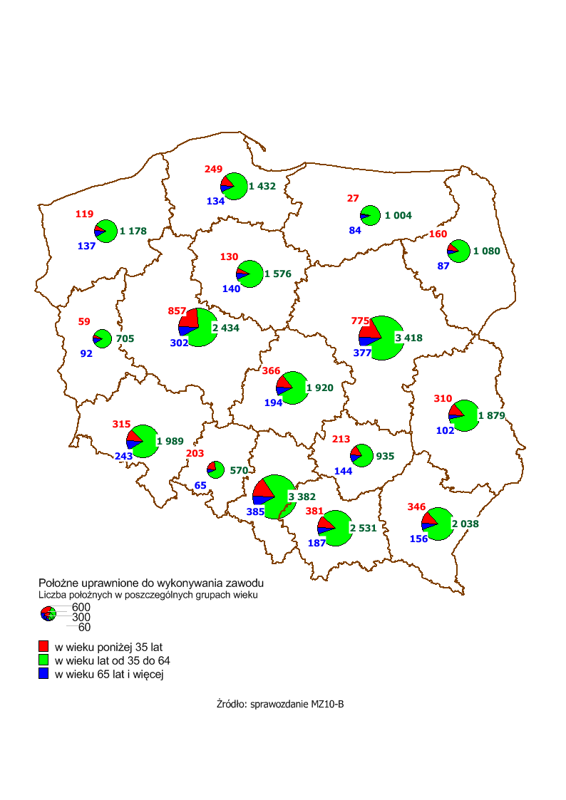 Mapa 4 Położne uprawnione do