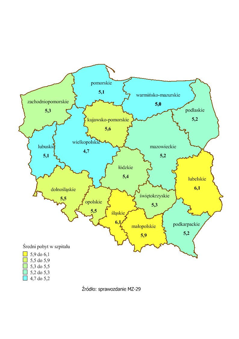 Mapa 5 Działalność szpitali stacjonarnych