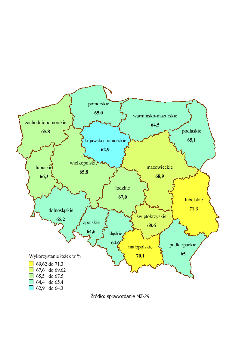 Mapa 6 Działalność szpitali stacjonarnych