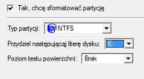 61 5. Na kolejnej stronie możesz określić system plików oraz wiele dodatkowych parametrów.