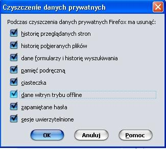 W opcji Prywatność należy: w sekcji Historia odznaczyć parametry: Przechowuj historię przez co naj mniej.