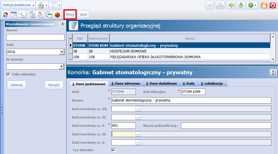 Ewidencja i rozliczanie usług komercyjnych którego dane szczegółowe uzupełnia się poniżej - w sekcji Dane ubezpieczenia.