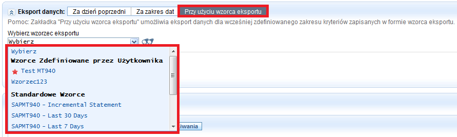 Krok 2 Wybierz ustawienia eksportu danych Program domyślnie wyświetla zakładkę eksportu danych Za dzień poprzedni.