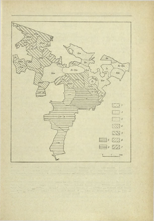 Środowisko geograficzne jako kryterium podziału typologiczno-leśnego 535 Ryc. 7. Mapa siedliskowych typów lasu nadl.